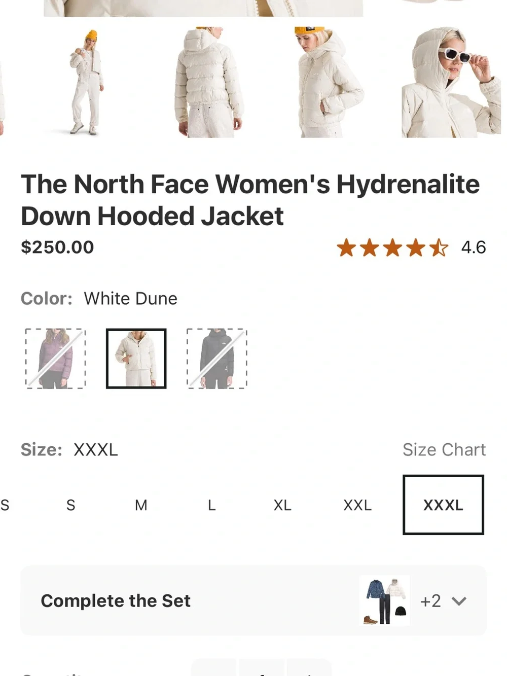 The North Face Hydrenalite Down Hooded Puffer Jacket White Dune Small